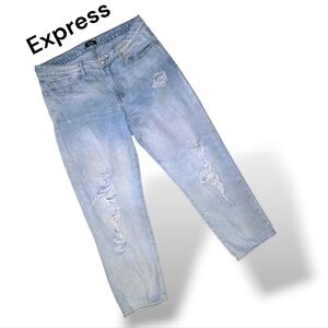 NWOT!! Express Light Blue Distressed Mom Jeans